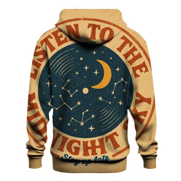 Distressed Seventies Stargazer Record Shop Badge printed hoodies