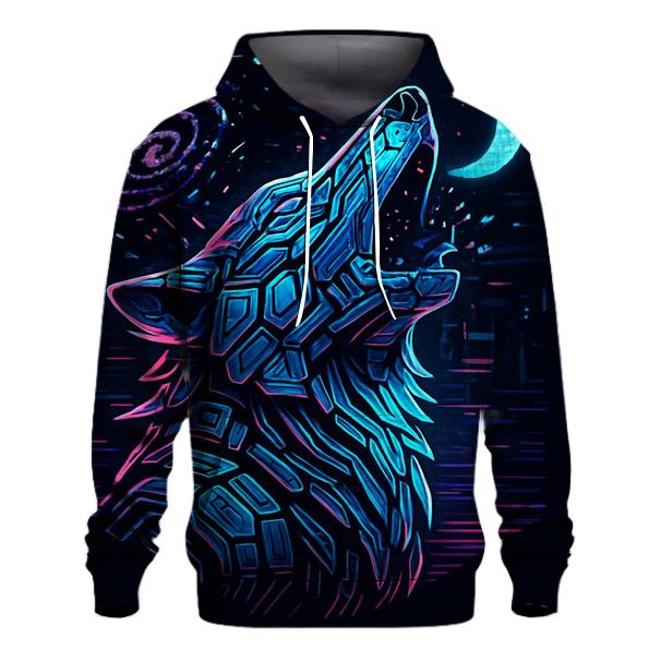 Neon Circuit Howl Wolf Totem hoodie styles