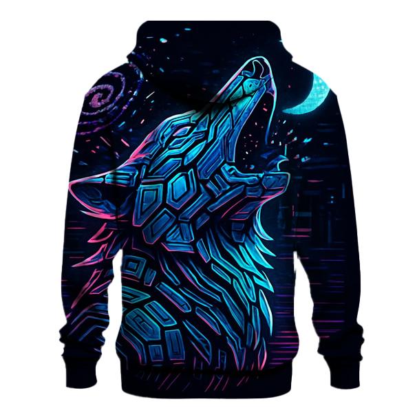 Neon Circuit Howl Wolf Totem hoodie styles