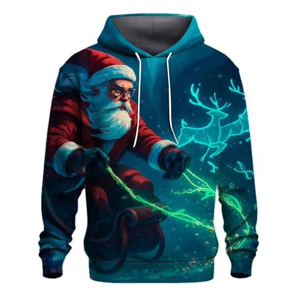 Midnight Reef Sleigh Santa graphic hoodies