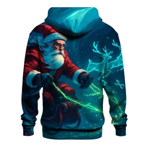 Midnight Reef Sleigh Santa graphic hoodies