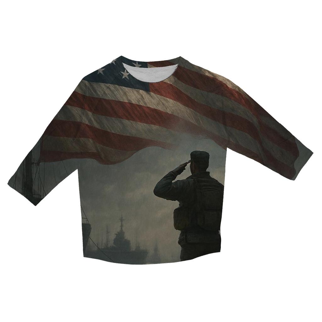 Harbor Watch Tribute Flag printed three quarter sleeve shirts