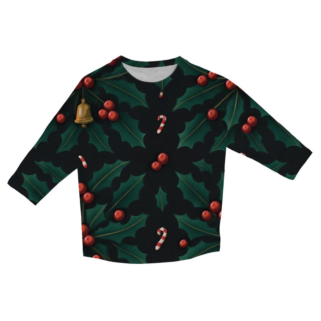 Emerald Holly Star Tessellation On Midnight Black Background cotton quarter sleeve shirts