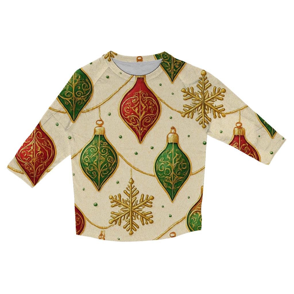 Snowflake Ornament Diagonal Ribbon Array On Warm Ivory Background designer 3/4 sleeve blouses