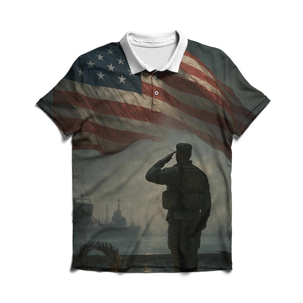 Harbor Watch Tribute Flag premium cotton polo shirts