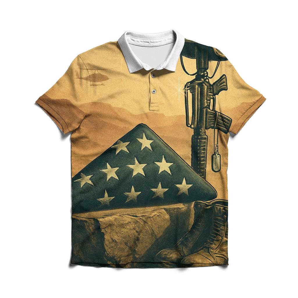 Desert Silence Memorial Fold casual sports polo shirts