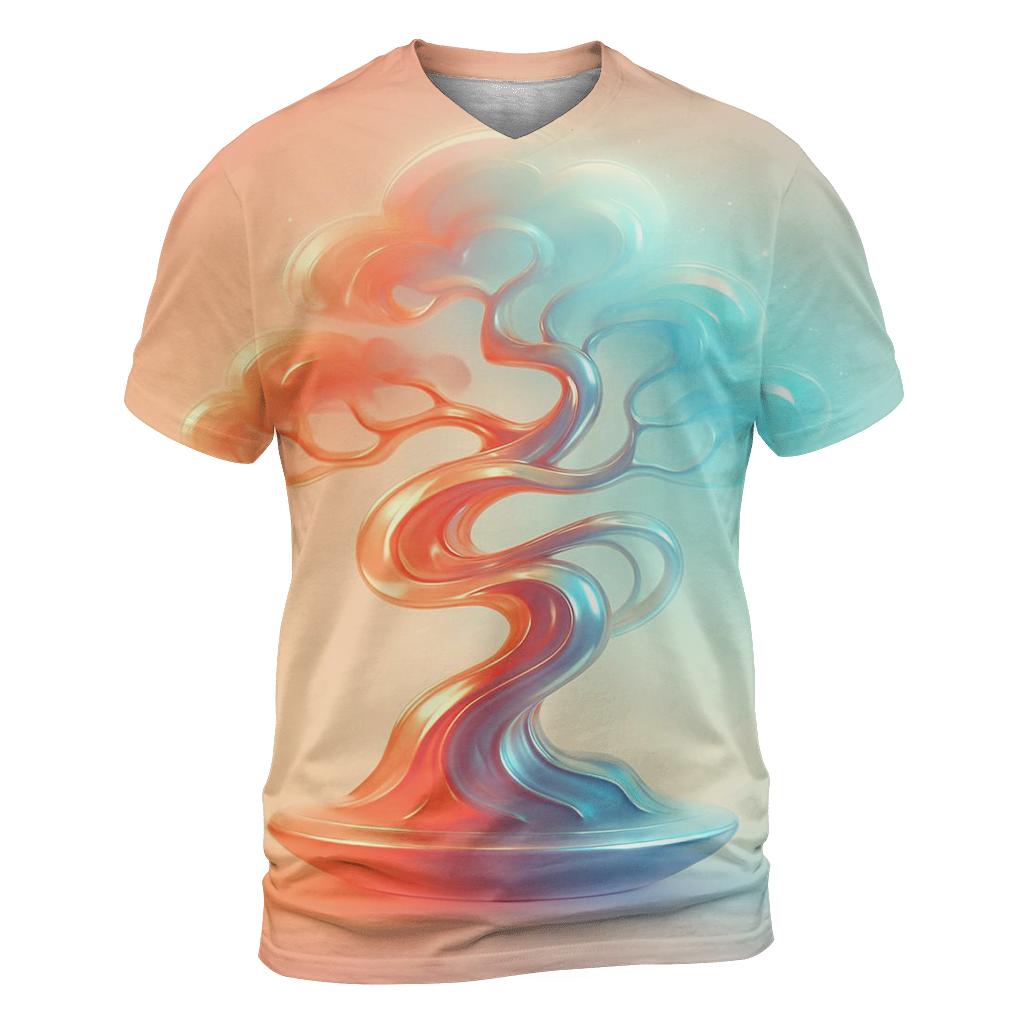 Aurora Kinetic Bonsai vibrant all-over design tees
