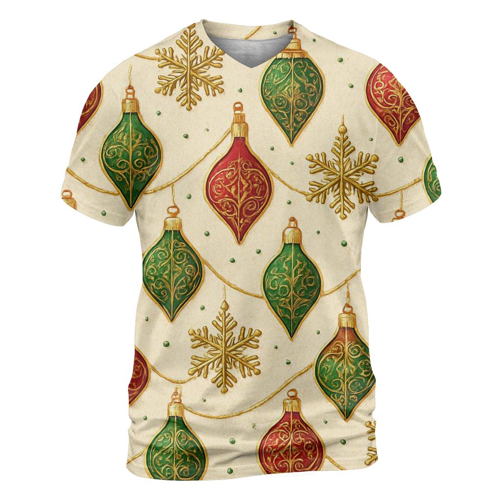 Snowflake Ornament Diagonal Ribbon Array On Warm Ivory Background custom all-over print shirts