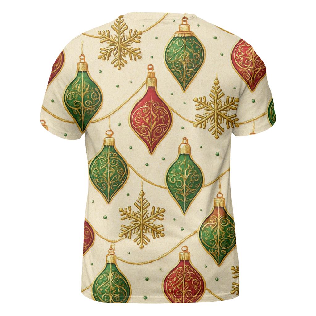 Snowflake Ornament Diagonal Ribbon Array On Warm Ivory Background custom all-over print shirts