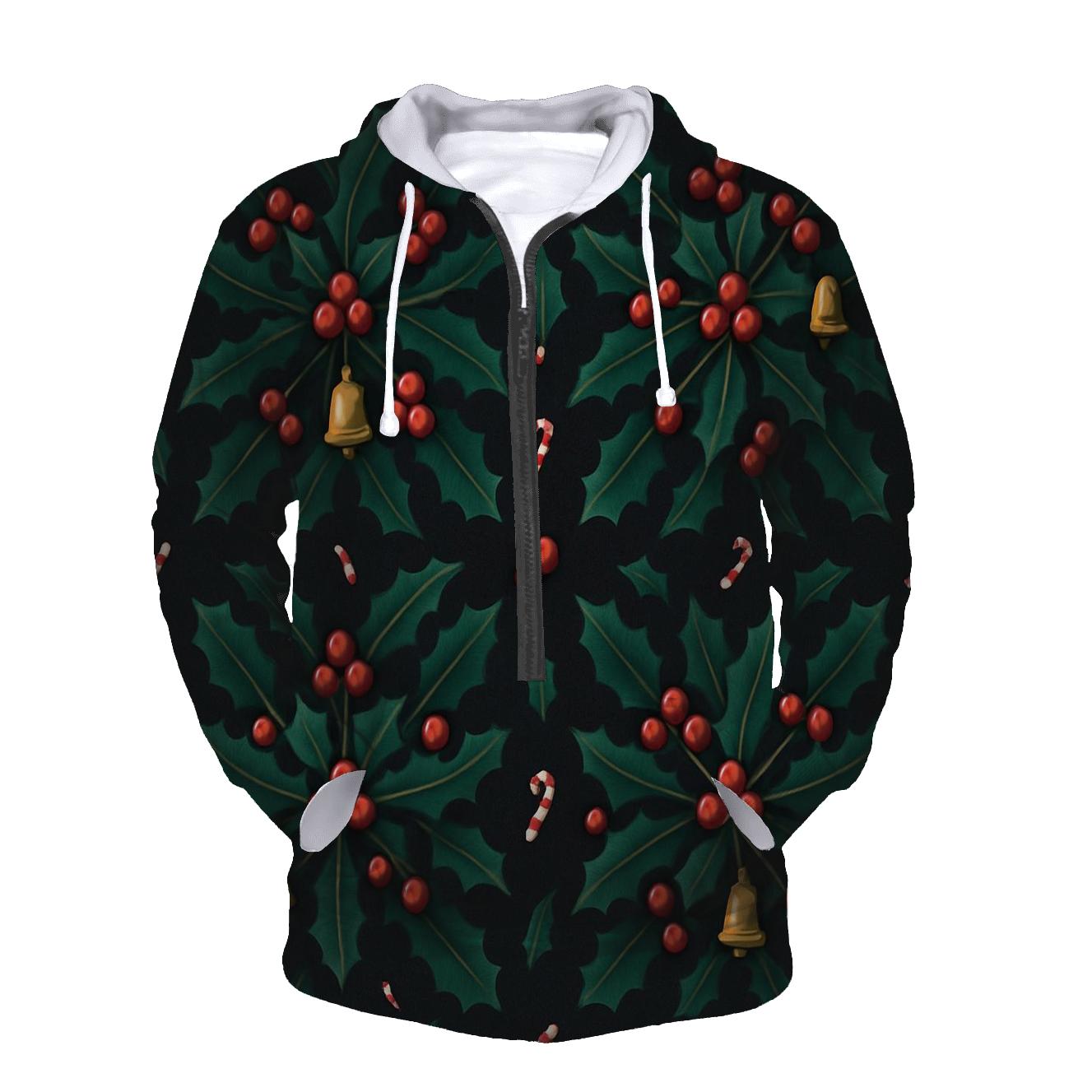 Emerald Holly Star Tessellation On Midnight Black Background lightweight hoodies