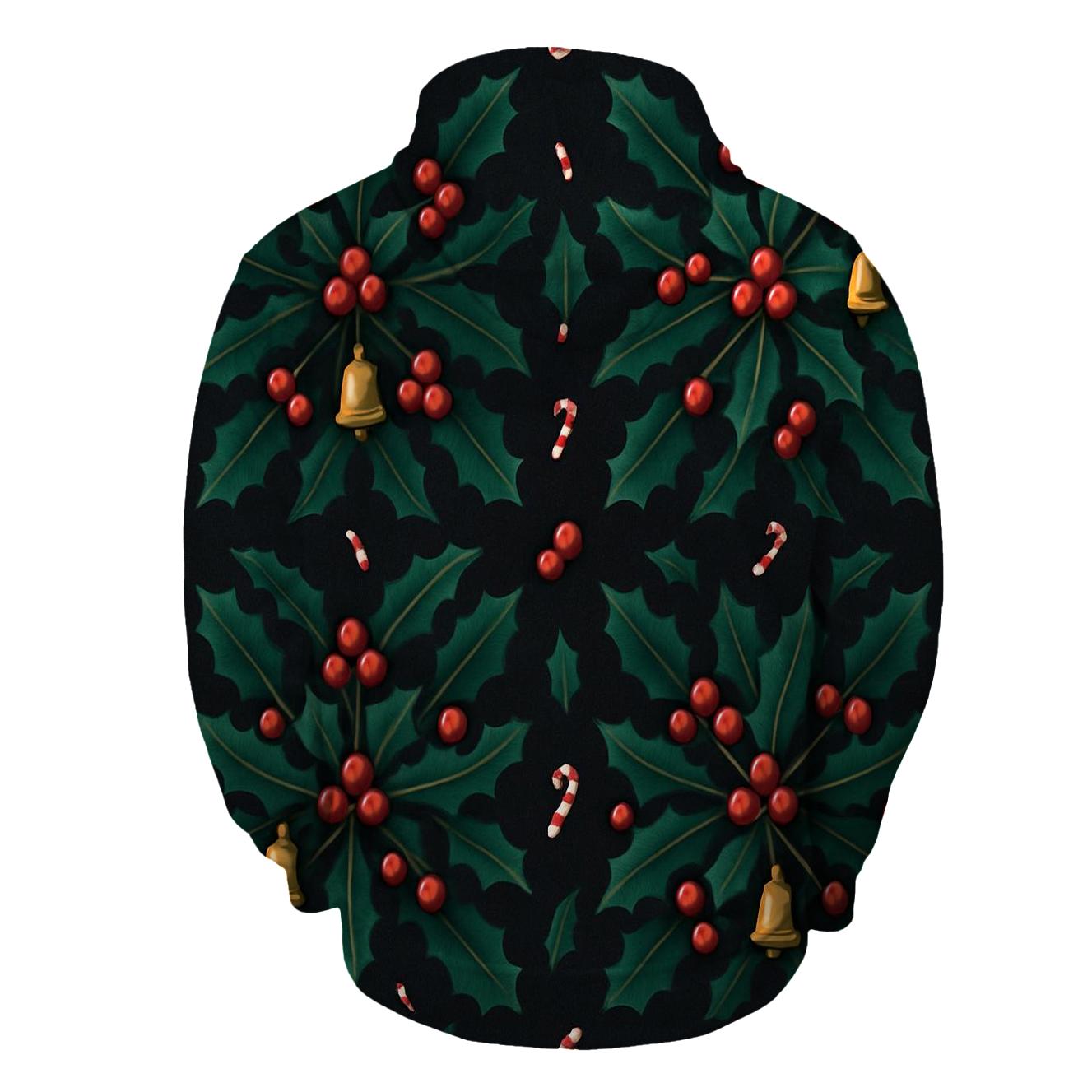 Emerald Holly Star Tessellation On Midnight Black Background lightweight hoodies