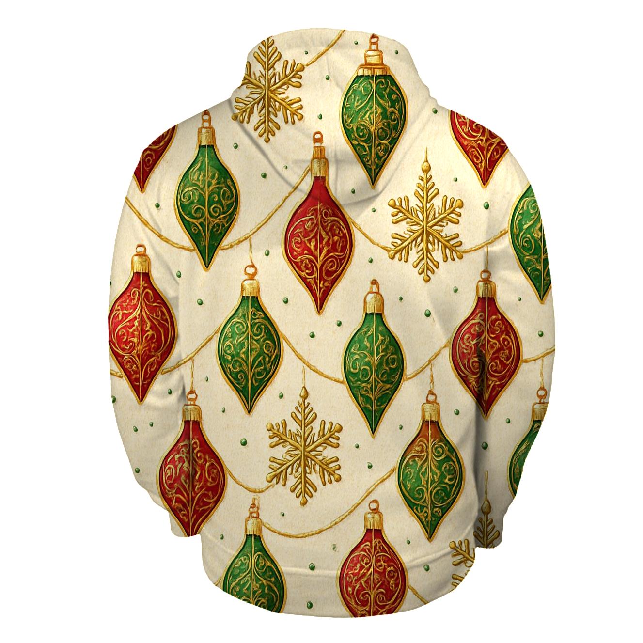 Snowflake Ornament Diagonal Ribbon Array On Warm Ivory Background zip-up hoodies