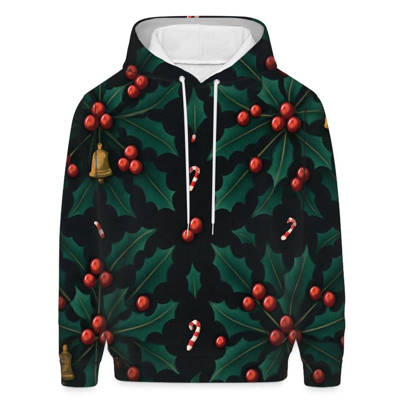 Emerald Holly Star Tessellation On Midnight Black Background lightweight hoodies