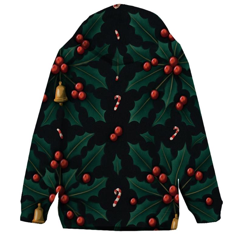 Emerald Holly Star Tessellation On Midnight Black Background lightweight hoodies
