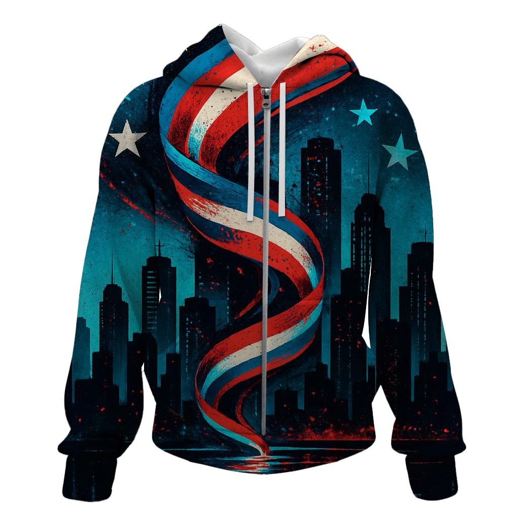 Skyline Surge Patriot Collage designer hoodies
