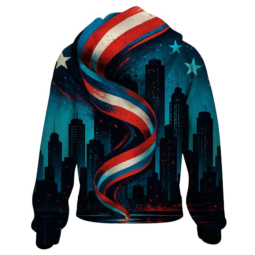 Skyline Surge Patriot Collage designer hoodies
