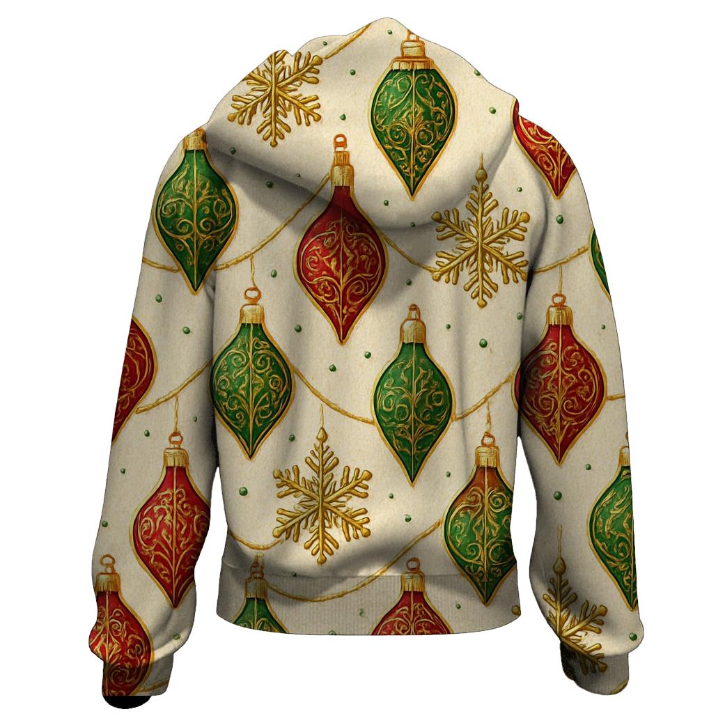 Snowflake Ornament Diagonal Ribbon Array On Warm Ivory Background hoodie designs