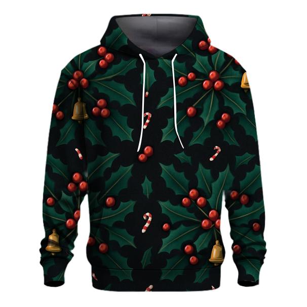 Emerald Holly Star Tessellation On Midnight Black Background lightweight hoodies