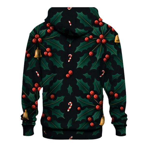 Emerald Holly Star Tessellation On Midnight Black Background lightweight hoodies