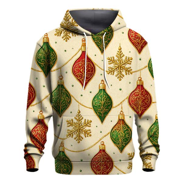 Snowflake Ornament Diagonal Ribbon Array On Warm Ivory Background hoodie designs