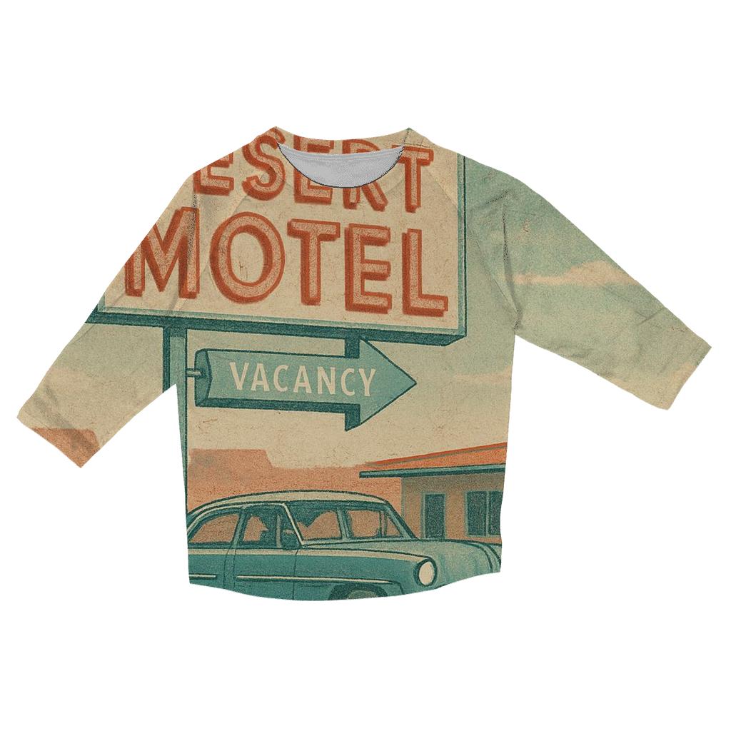 Dusty Desert Motel Neon Postcard printed three quarter sleeve shirts