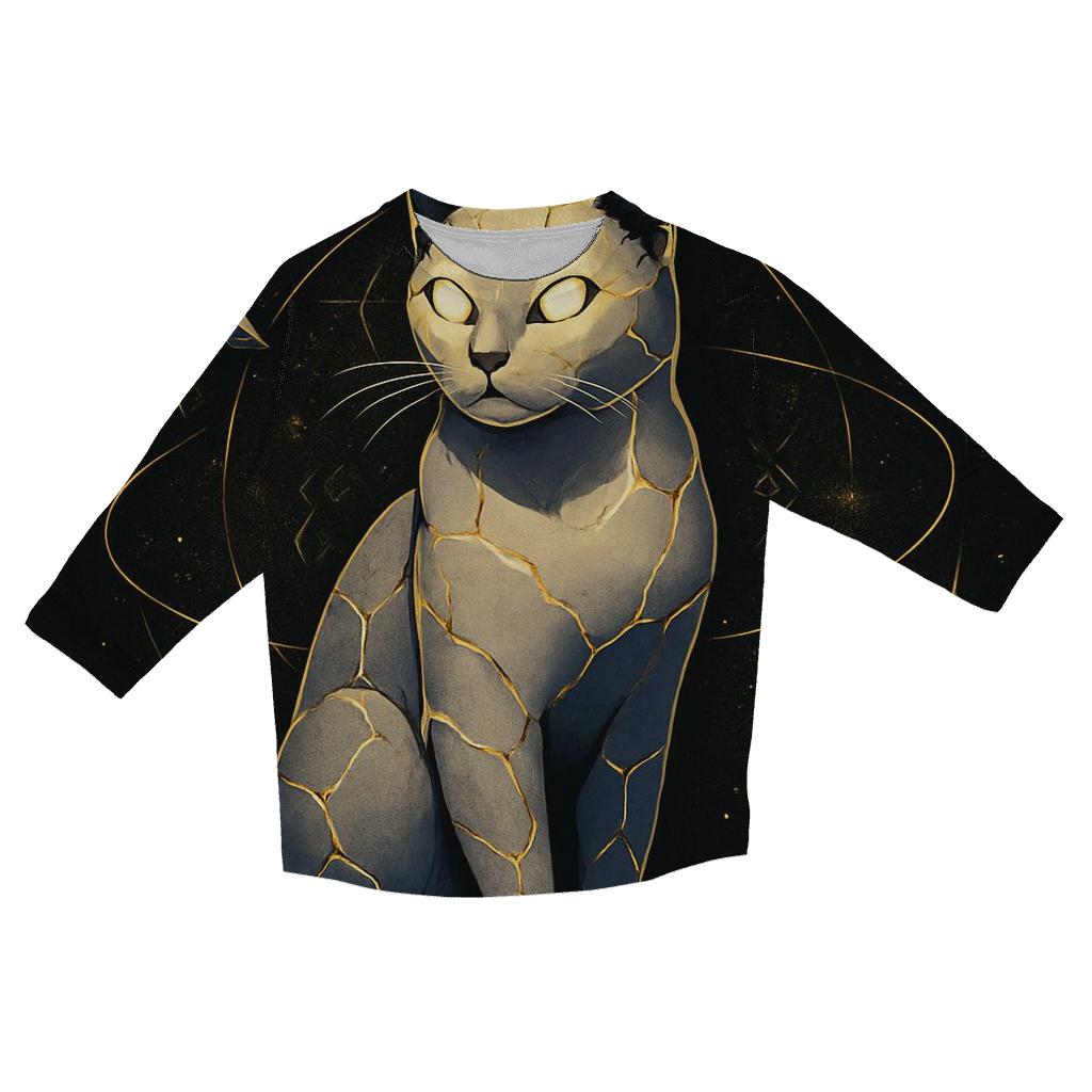 Kintsugi Moon Guardian Cat fashion 3/4 sleeve shirts