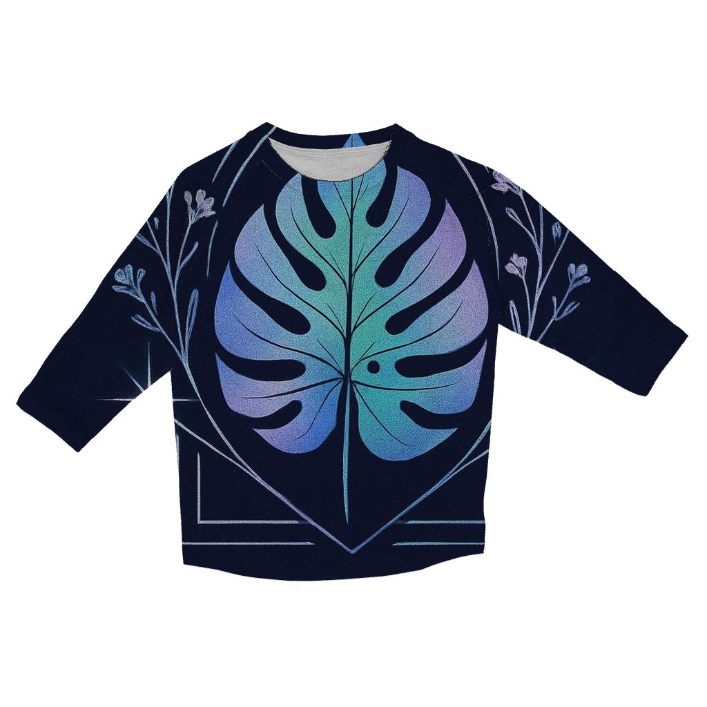 Aurora Hologram Botanical Emblem cotton quarter sleeve shirts