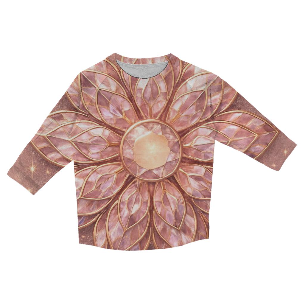 Rose Gold Prism Petals designer 3/4 sleeve blouses