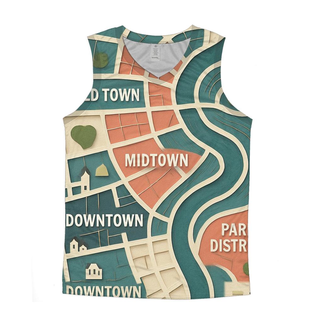 Kinetic Paper Cut City Map trendy fitted tank tops