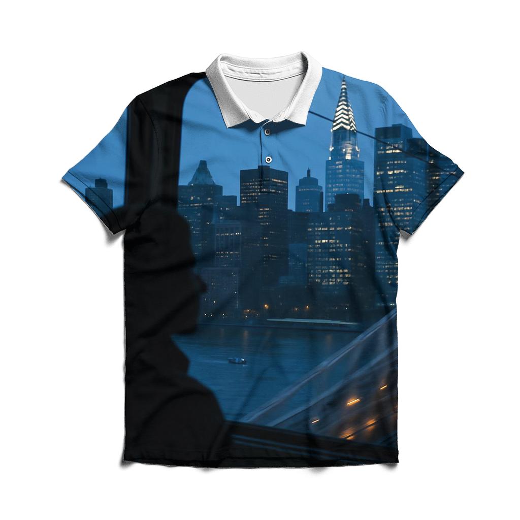 Roosevelt Island Tram Window Panorama At Blue Hour casual sports polo shirts