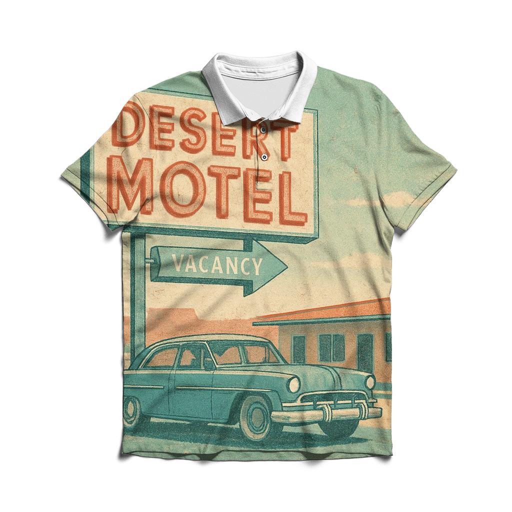 Dusty Desert Motel Neon Postcard classic pique polos