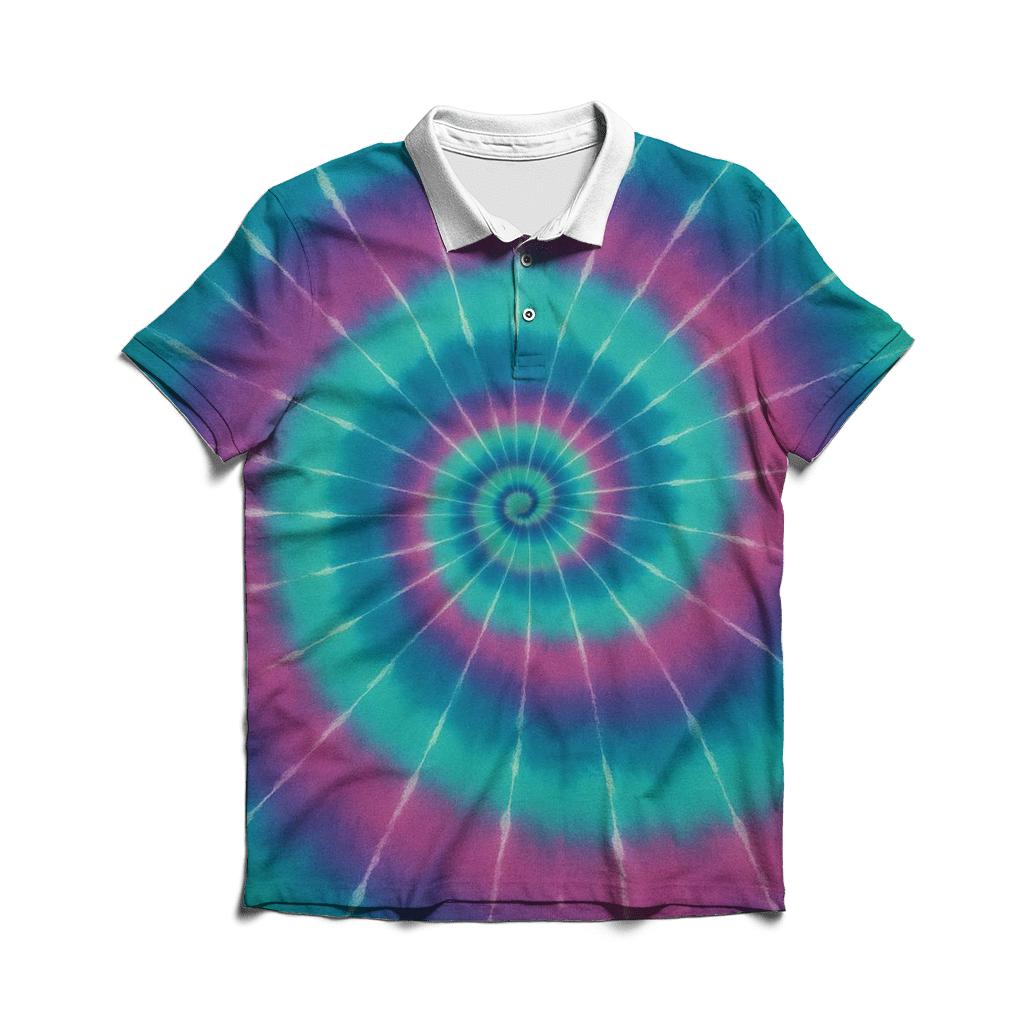 Aurora Spiral Overdye Nebula Whorl premium cotton polo shirts