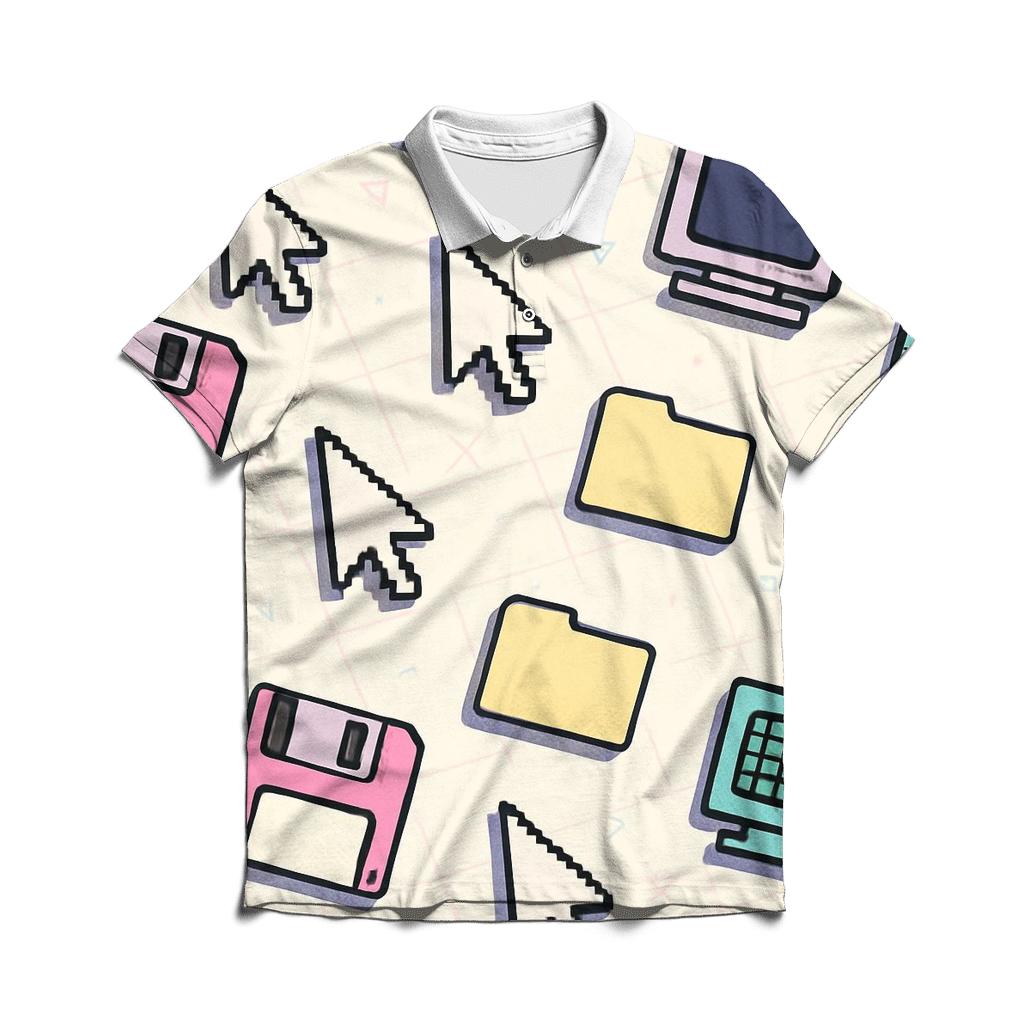 Vaporwave Desktop Icon Scatter casual sports polo shirts