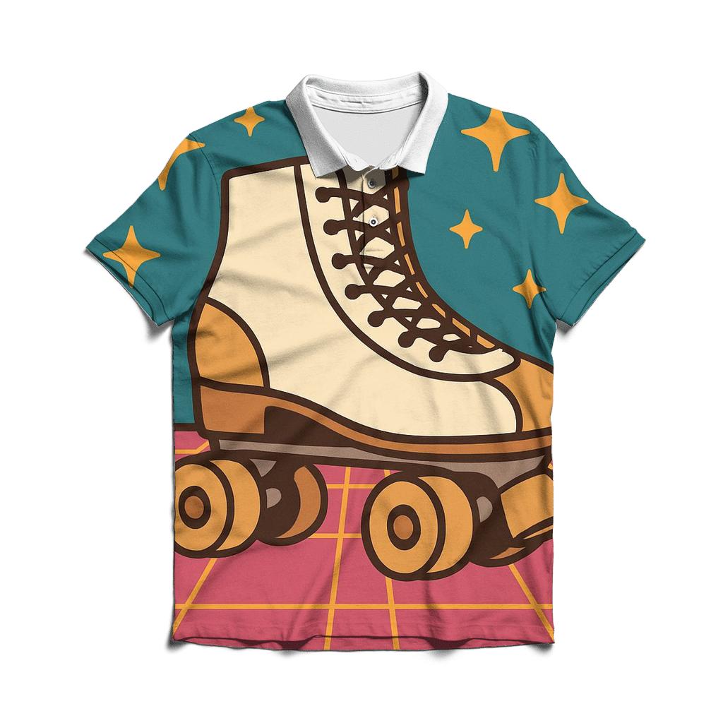 Roller Rink Neon Grid stylish collar polo tees