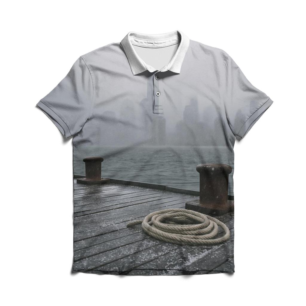 Snow Squall Over Lower Manhattan From Red Hook Piers branded logo polo shirts