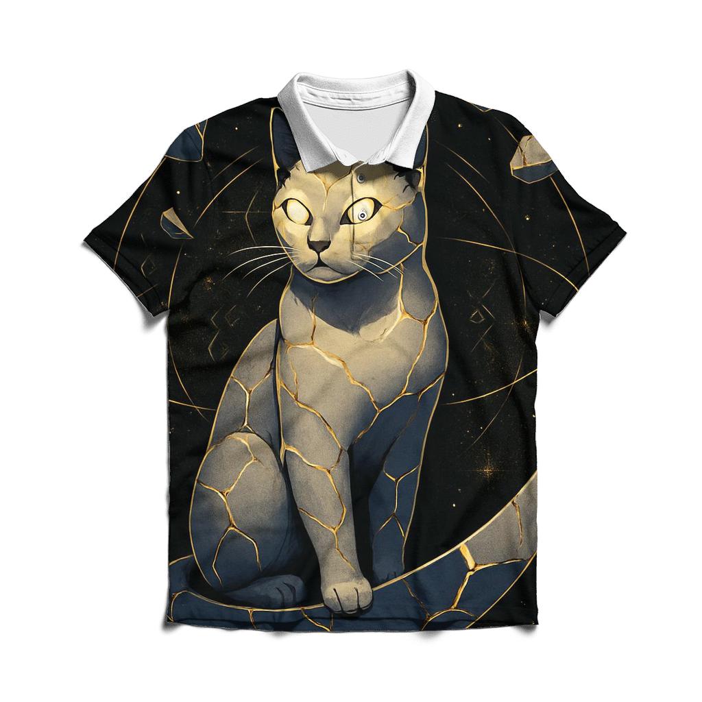 Kintsugi Moon Guardian Cat designer slim fit polos