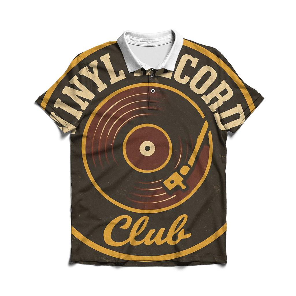 Worn Vinyl Record Shop Badge Poster custom polo shirts