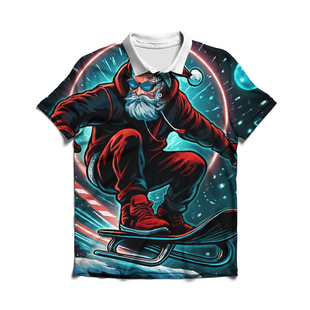 Neon Night Courier Santa premium cotton polo shirts