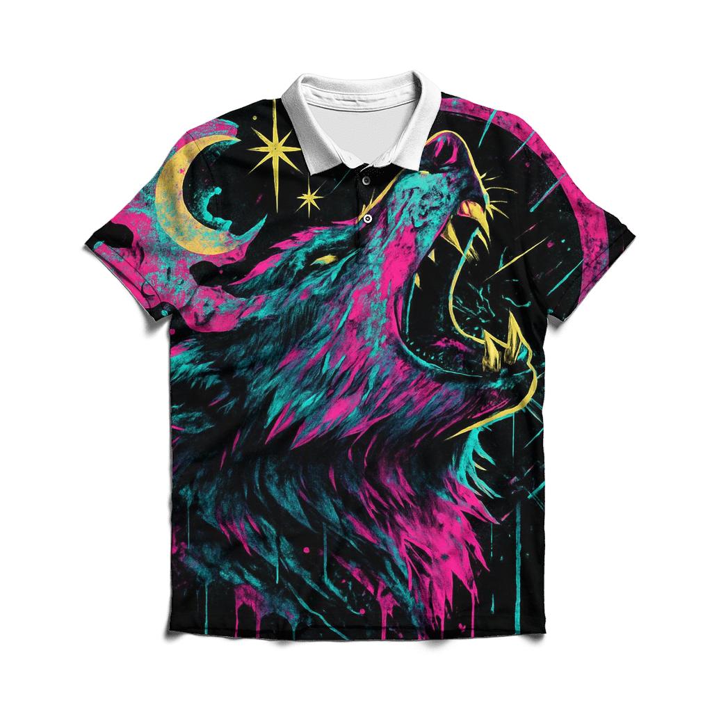 Neon Graffiti Moonhowl Breakthrough stylish collar polo tees