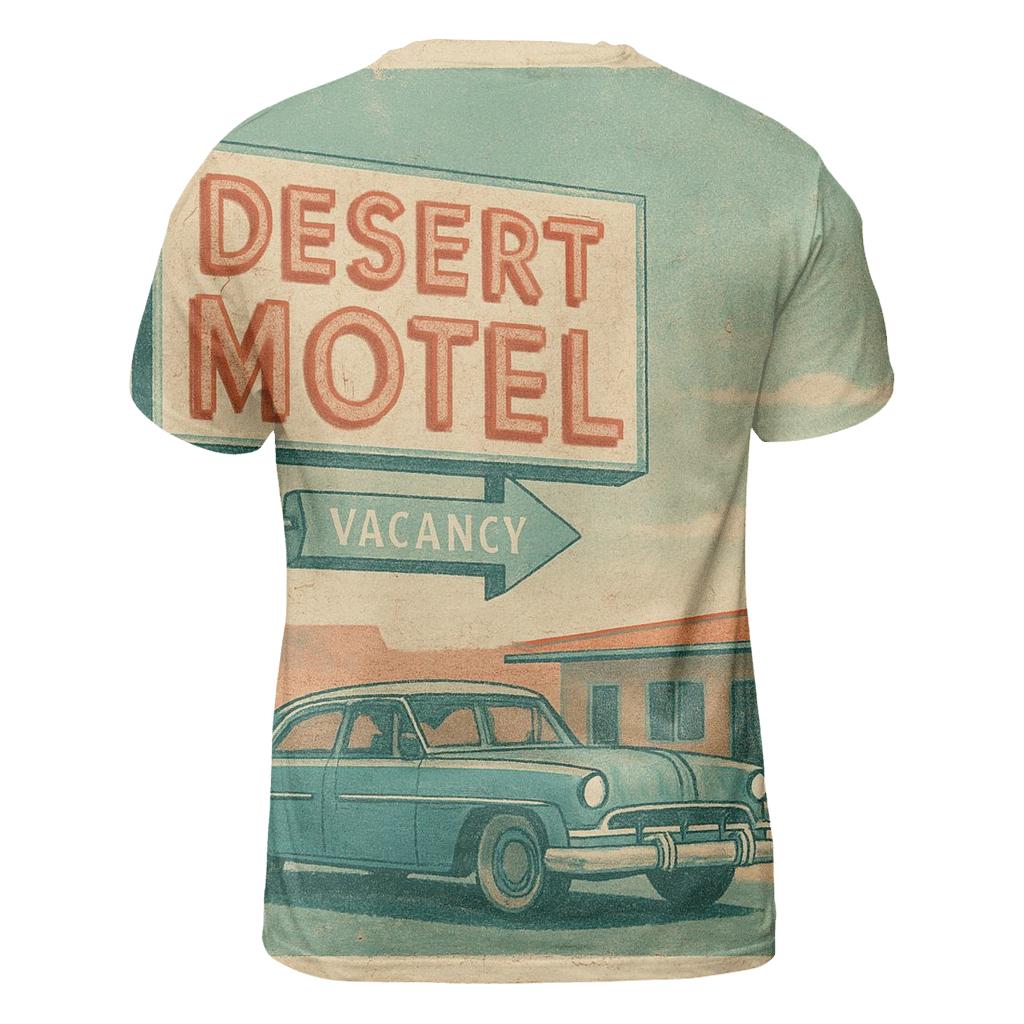 Dusty Desert Motel Neon Postcard vibrant all-over design tees