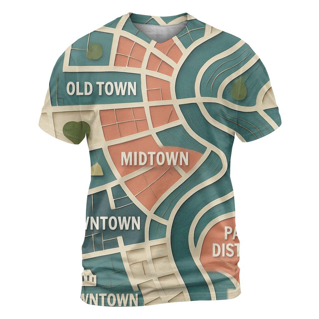 Kinetic Paper Cut City Map custom all-over print shirts