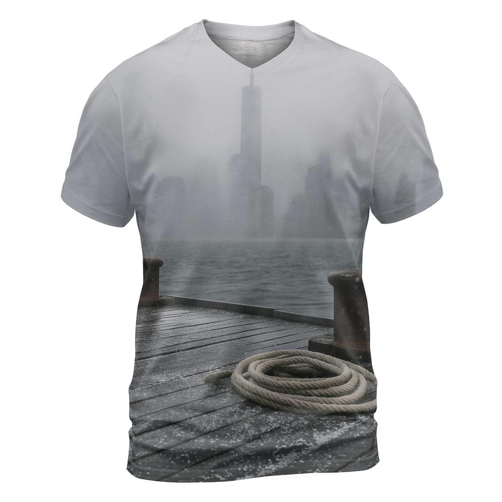 Snow Squall Over Lower Manhattan From Red Hook Piers custom all-over print shirts