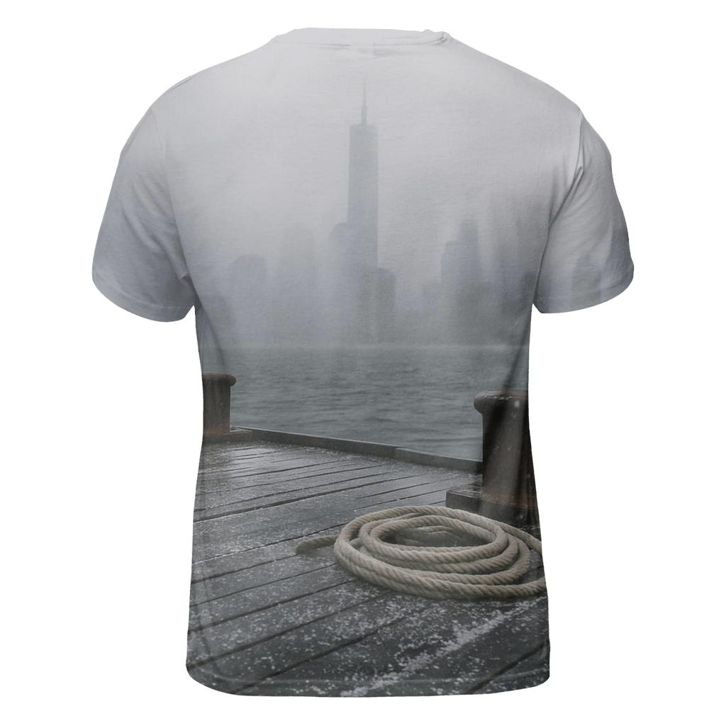 Snow Squall Over Lower Manhattan From Red Hook Piers custom all-over print shirts
