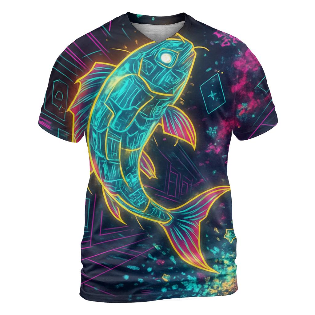 Quantum Koi Arcade vibrant all-over design tees
