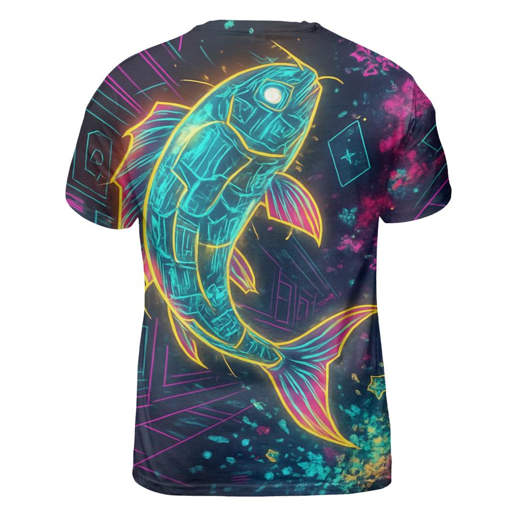 Quantum Koi Arcade vibrant all-over design tees