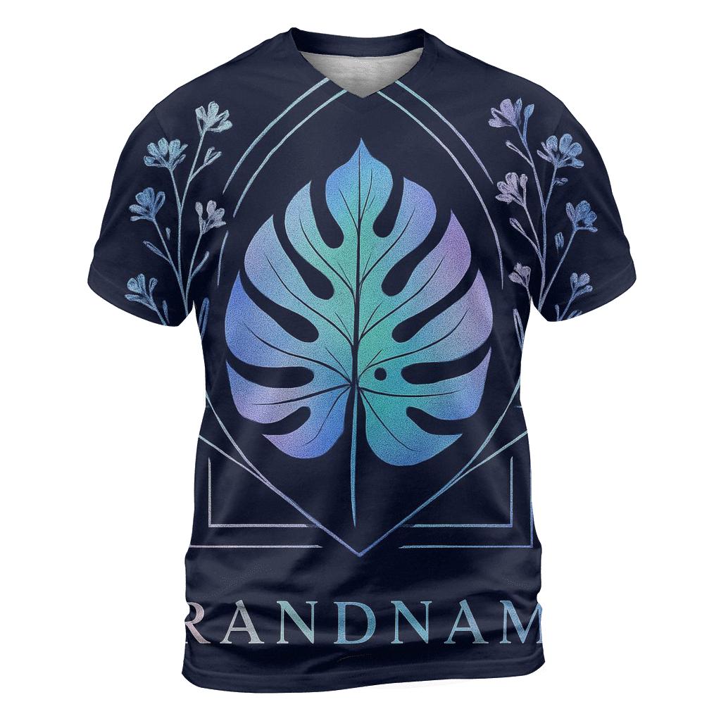 Aurora Hologram Botanical Emblem vibrant all-over design tees