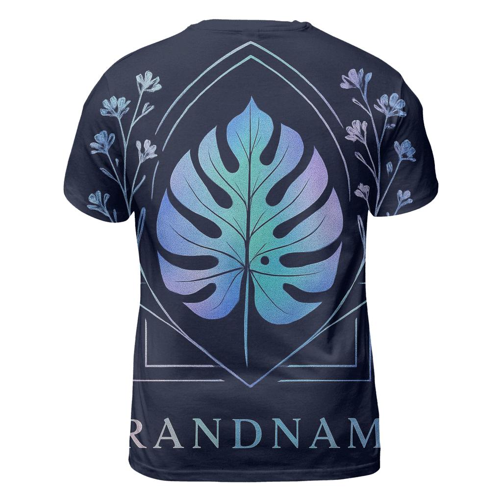 Aurora Hologram Botanical Emblem vibrant all-over design tees