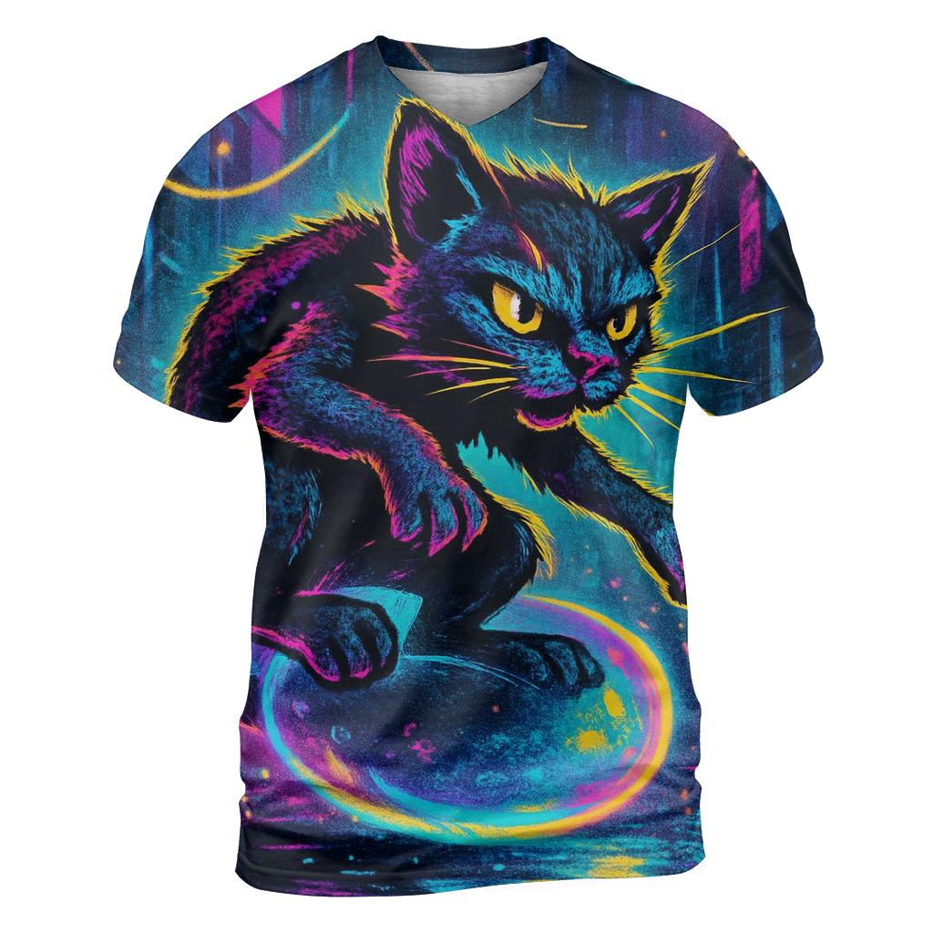 Neon Alley Bubble Rider Cat custom all-over print shirts