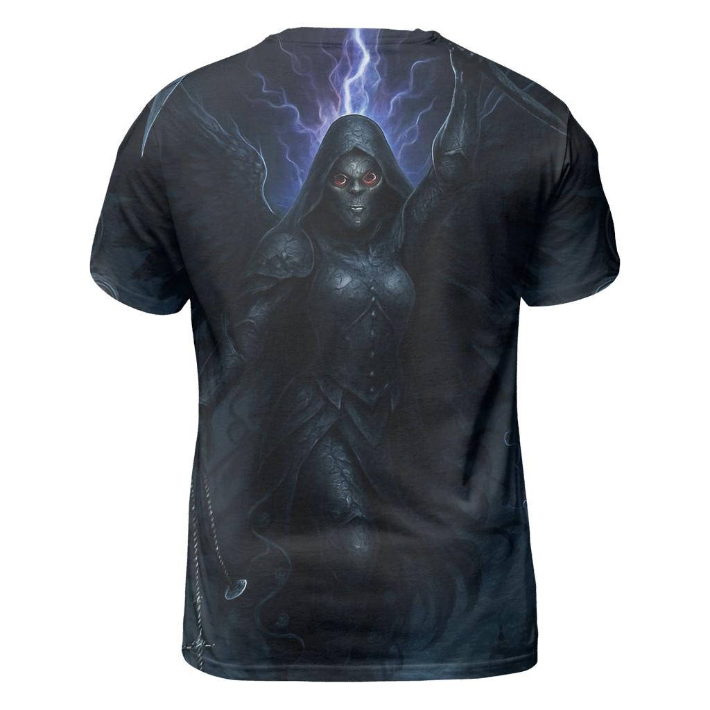 The Moonscar Valkyrie Reaper vibrant all-over design tees