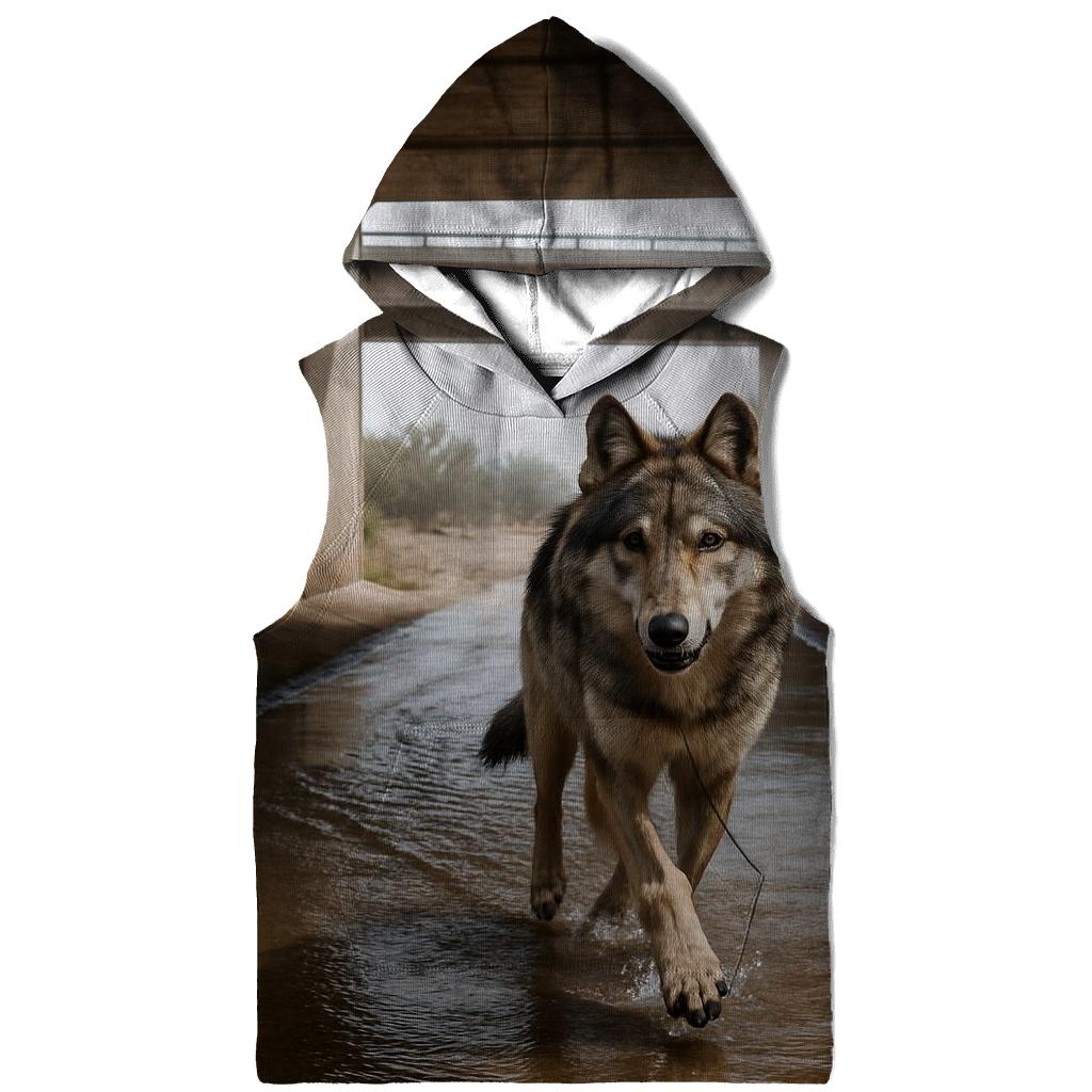 Wolf Crossing Under Desert Monsoon Bridge lightweight hoodies